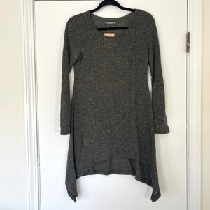 Earthbound Trading Co Tunic Dress Size Small Brown Knit Asymmetrical Long Sleeve
